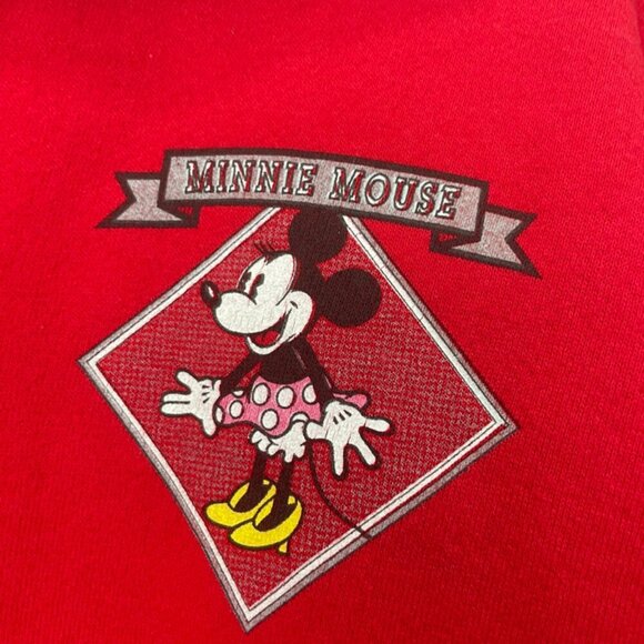 Y2K WALT DISNEY SWEATSHIRT AUTHENTIC RED MINNI MOUSE POLKA DOT DRESS Sz L - Picture 6 of 16
